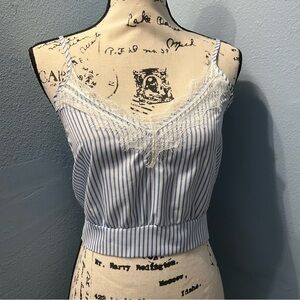 Stripe Eyelash Lace Camisole